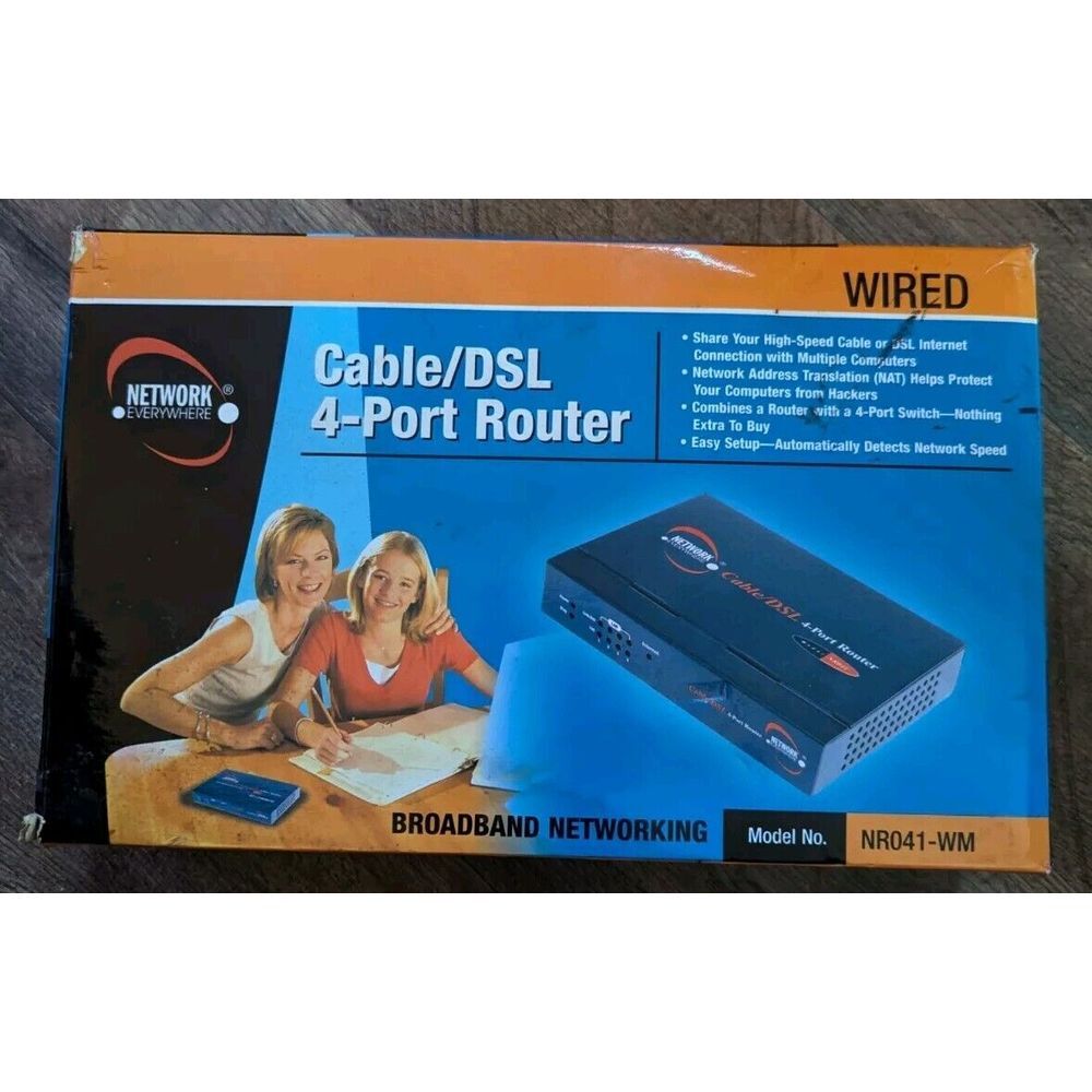 Network Everywhere NR041-WM Wired Cable DSL 4 Port Router Broadband No Disc